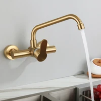 wall mounted bathroom brushed gold faucet basin faucet 304 stainless steel lead free sink tap hot cold mixer faucet gold crane