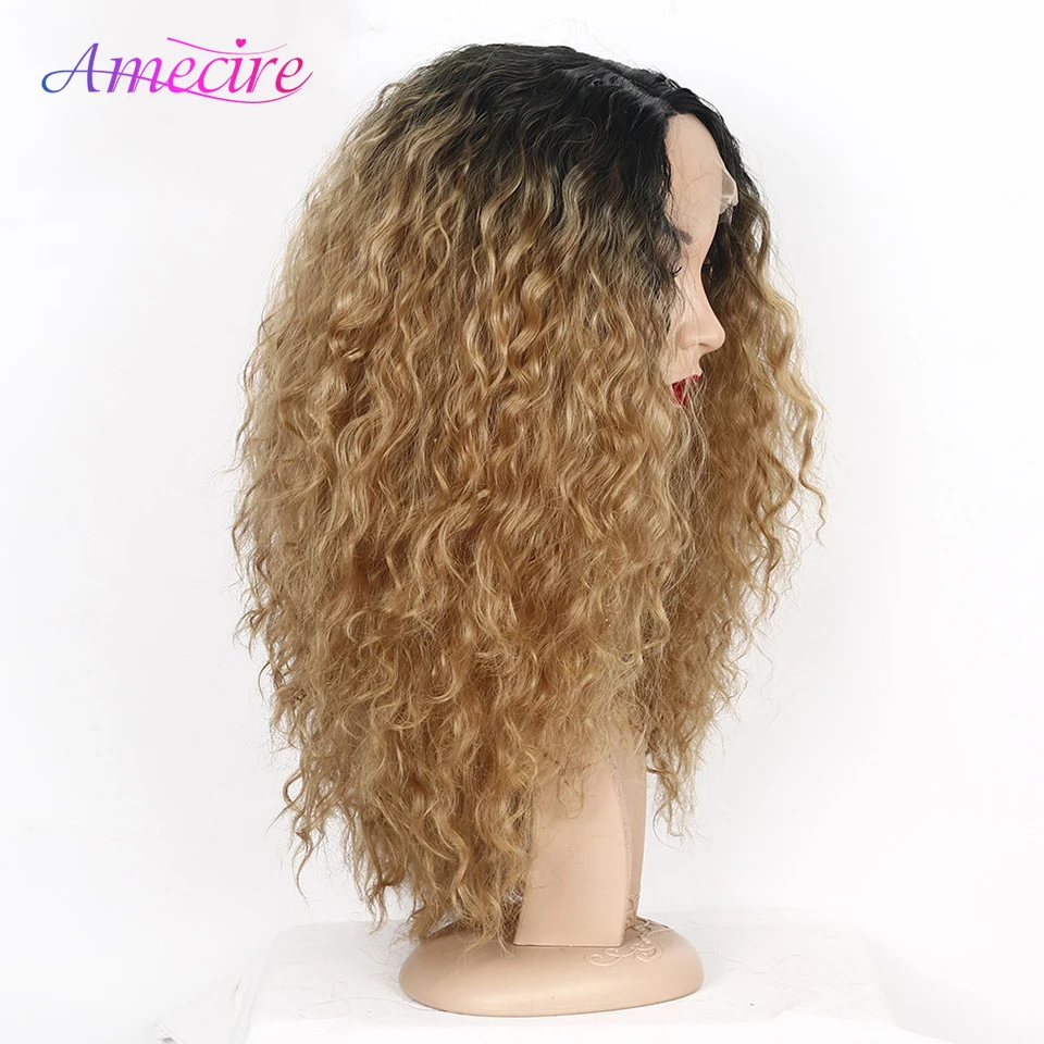 

Fluffy Wigs Long Curly Wig Synthetic Side Lace Front Curly Wavy Looking Natural Cute Wig for Black Women