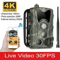 hc 801pro 4k live video hunting camera 4g 30mp wild trail camera infrared night vision cloud service surveillance cam photo trap