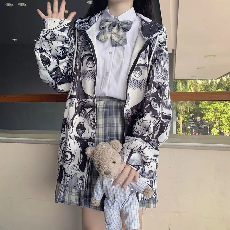 

Autumn Thin Hoodies Cute Kpop Women Men Harajuku Sweatshirts Japanese Hip Hop Hoodie Pocket Casual Pullovers Tops Kawaii Hoodies