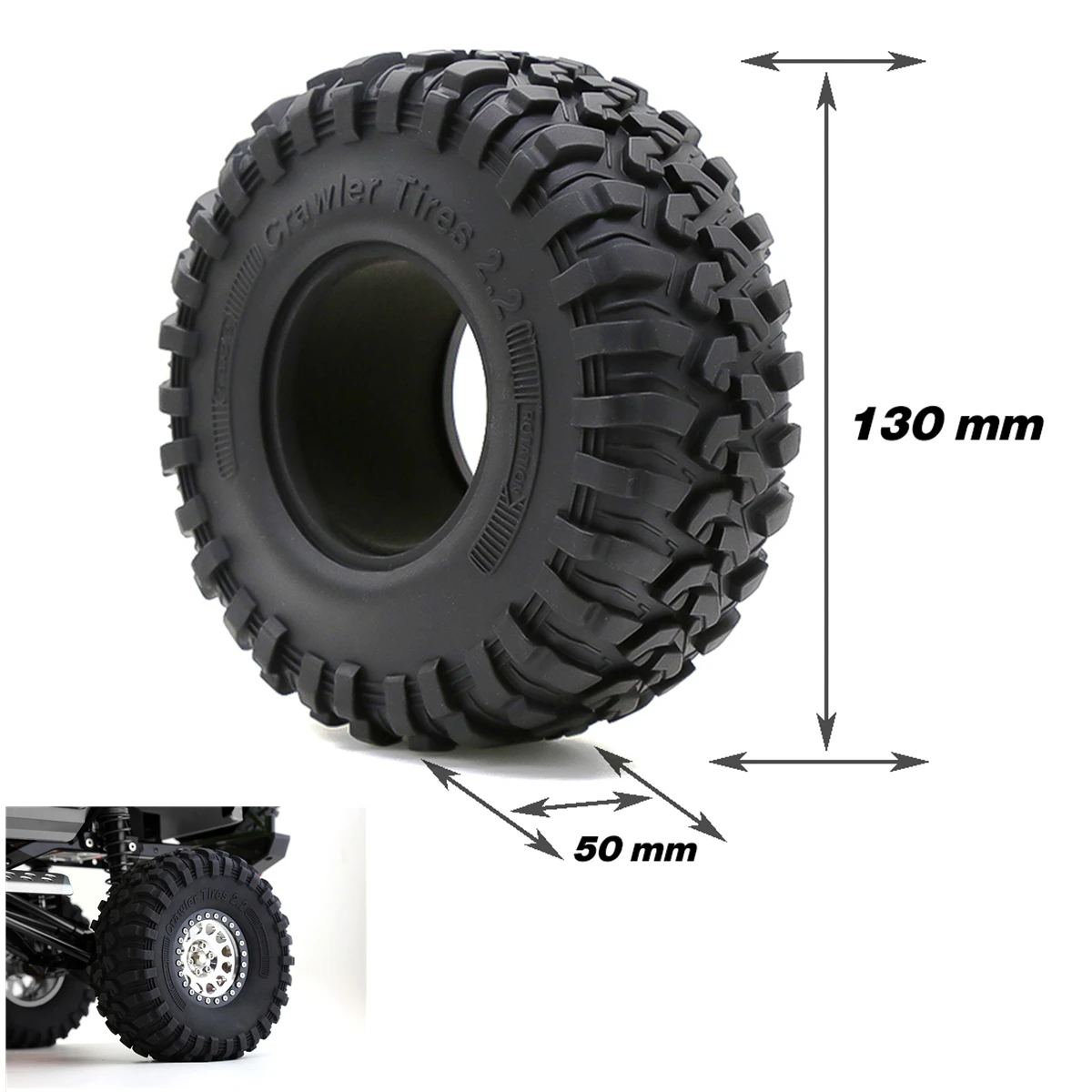

4pcs 130mm 2.2" Rubber Rocks Tires Tyres for 1:10 RC Rock Crawler Traxxas Trx4 Axial SCX10 90047 D90 D110 TF2 RR10 Wraith