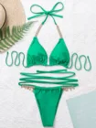 Новинка 2022, бикини с зелеными бриллиантами, женский сексуальный купальник, пляжная одежда, купальный костюм, купальный костюм