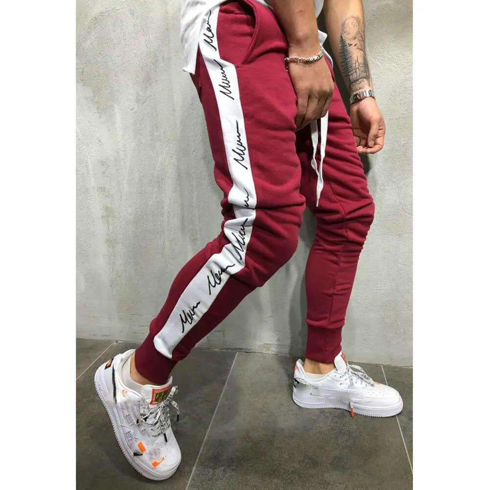 Hot Sale New Fashion Trend Men's Gym Slim Fit Long Pencil Trousers Hip Pop Tracksuit Bottoms Skinny Joggers Sweat Pants
