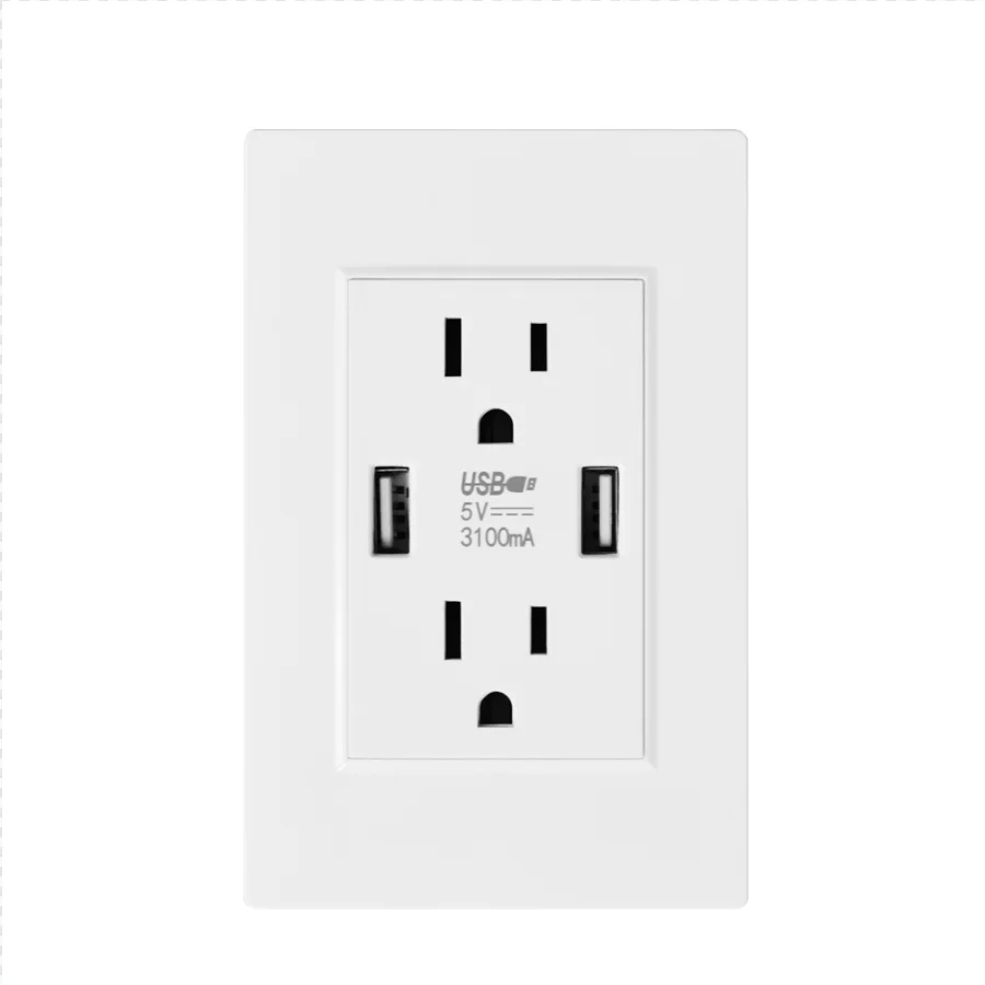 

US standard dual usb wall socket,double 2.1A socket with usb，white/black/gold pc flame retardant panel 118mm*76mm