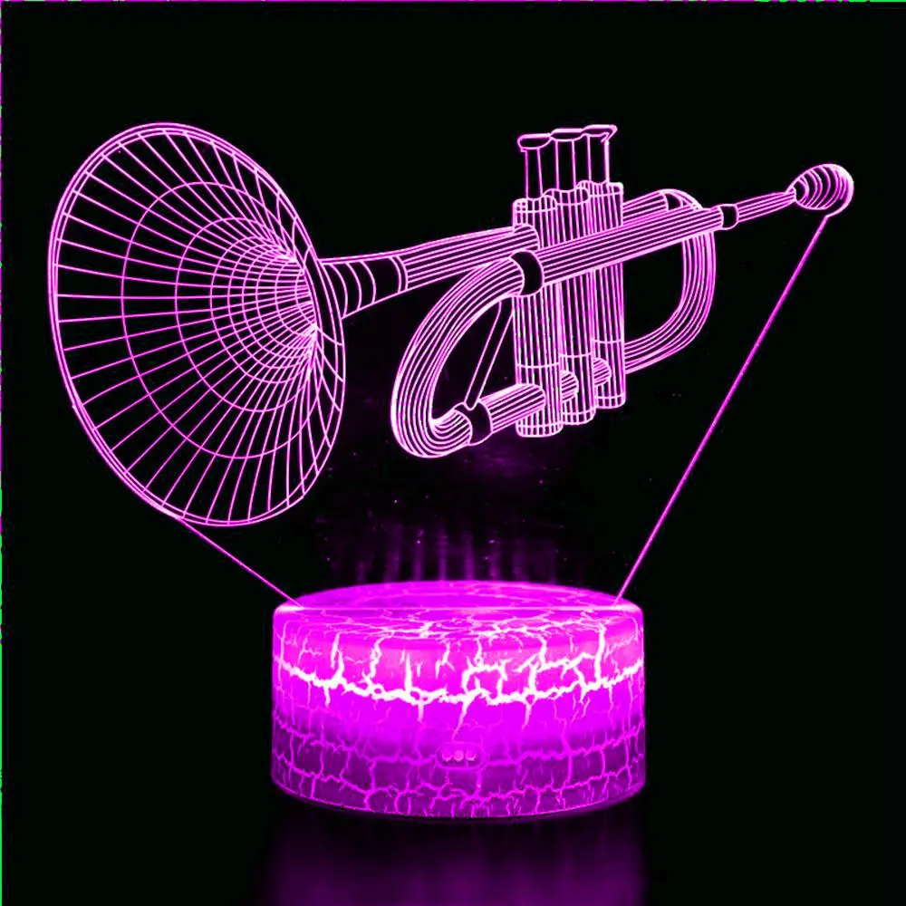 

Музыкальная труба, гитарный барабан, набор, саксофон, музыкальные заметки, светодиодный 3D ночсветильник, красочный, для детей, друзей, рожде...