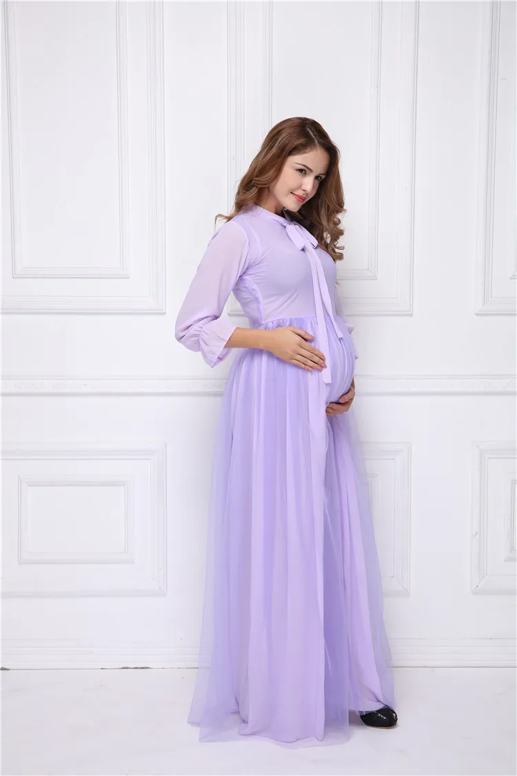 New maternity dresses for photo shoot pregnancy dress photography purple maternity gown Long dress Q1002