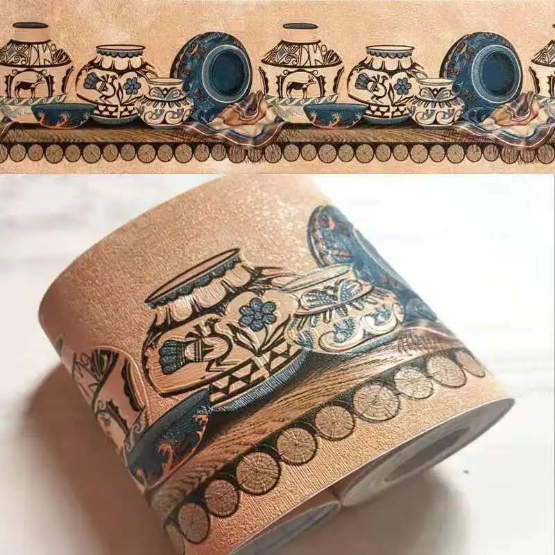 vintage DIY Emboss стикер на стену s виниловый водонепроницаемый домашний декор самоклеющиеся обои для ног линия талии стикер украшения кухни - Цвет: vintage