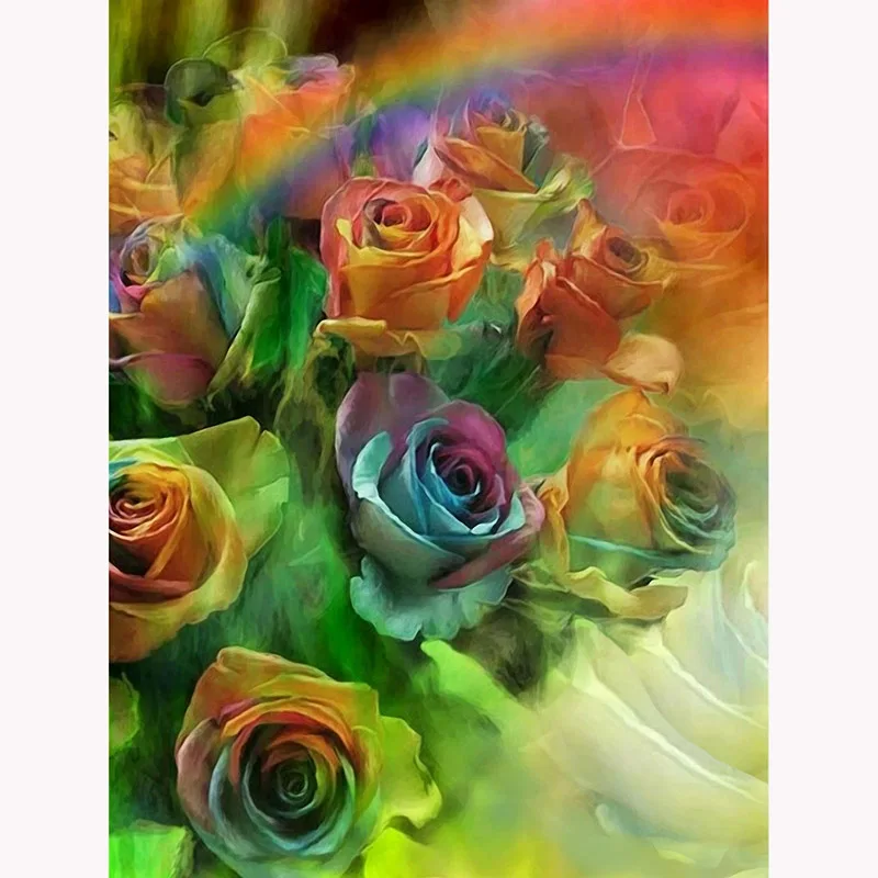5D алмазная картина Радуга Роза цветок Сделай Сам полный квадрат/круглый Daimond