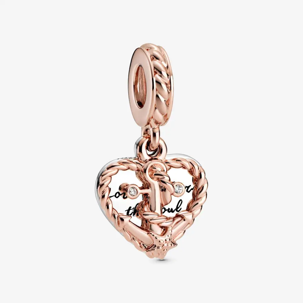 

Authentic 925 Sterling Silver Charm Creative Heart Shape Anchor Of True Love Fit Pandora Women Bracelet Necklace Diy Jewelry