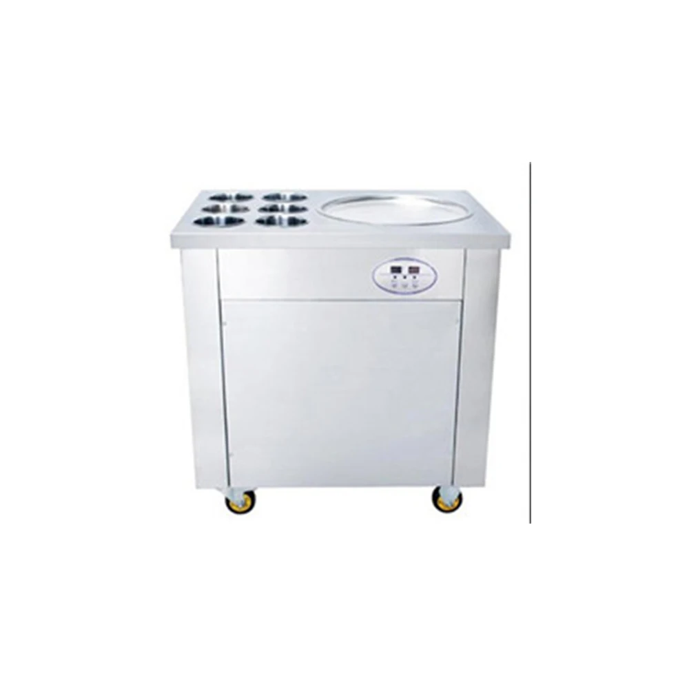 

single round pan with 6 topping fry ice cream roll machine fried/frying ice cream maker