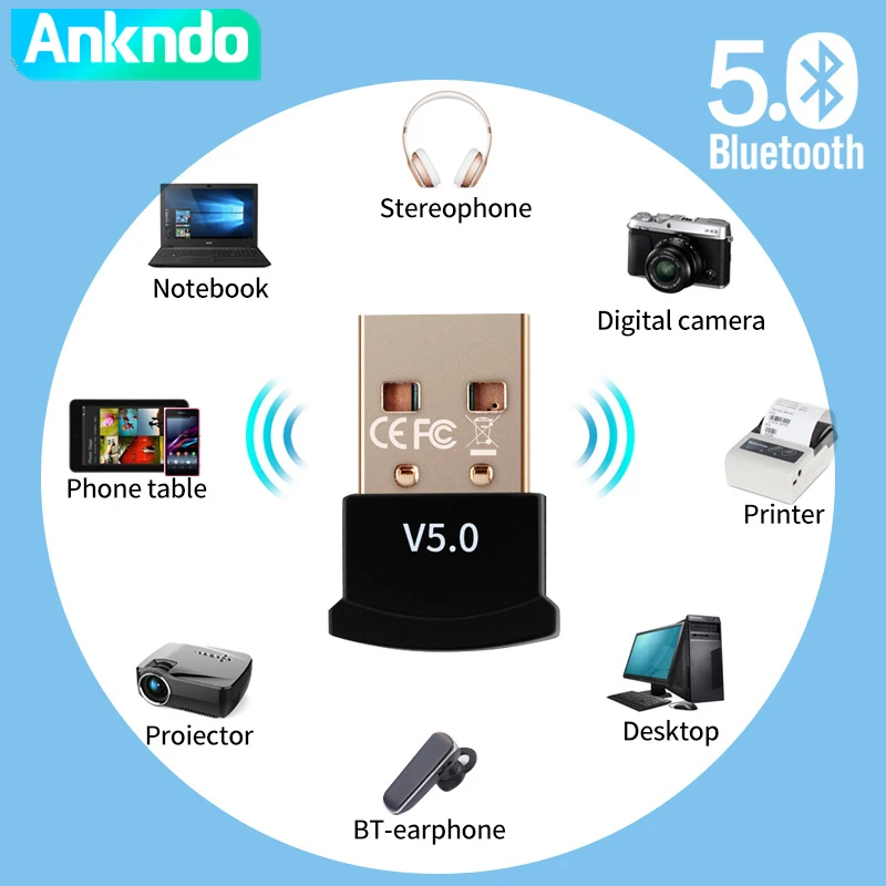 ANKNDO, включающим в себя гарнитуру блютус и флеш накопитель Usb адаптер ключ 5,0 Беспроводной аудиоприемник Bluetooth передатчик для компьютера ПК мышки для ноутбуков Клавиатура рецептор Usb - Компьютеры