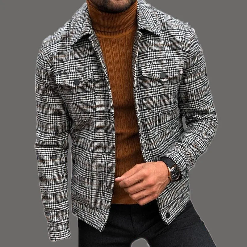 

New Spring Men's Slim Jacket Lapel Fashion Long Sleeve Plaid Coat Man Jacket Leisure Coat shirt windbreaker