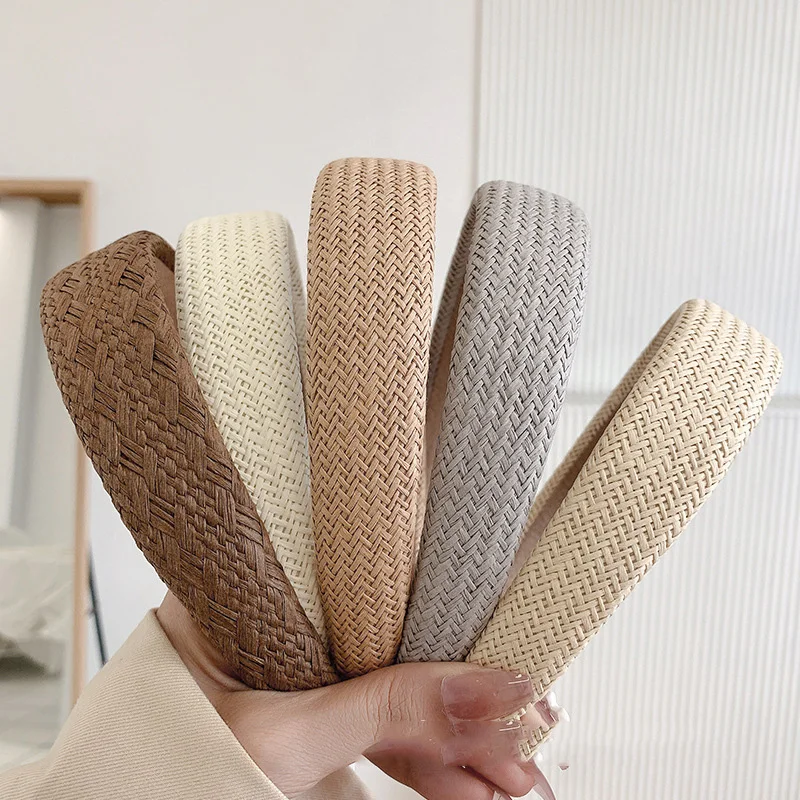 

Vintage Weaving Headband Women Hairbands Hair Hoop Bezel Headdress Solid Colors Non-slip Hairbands Hair Accessories