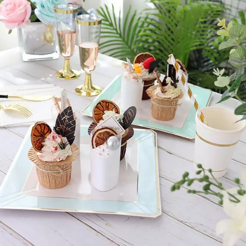 

10pcs Plastic Plates Birthday Party Decorations Disposable Partys Assiette Jetable Cumpleaños Rietjes Plastic Package Assembly