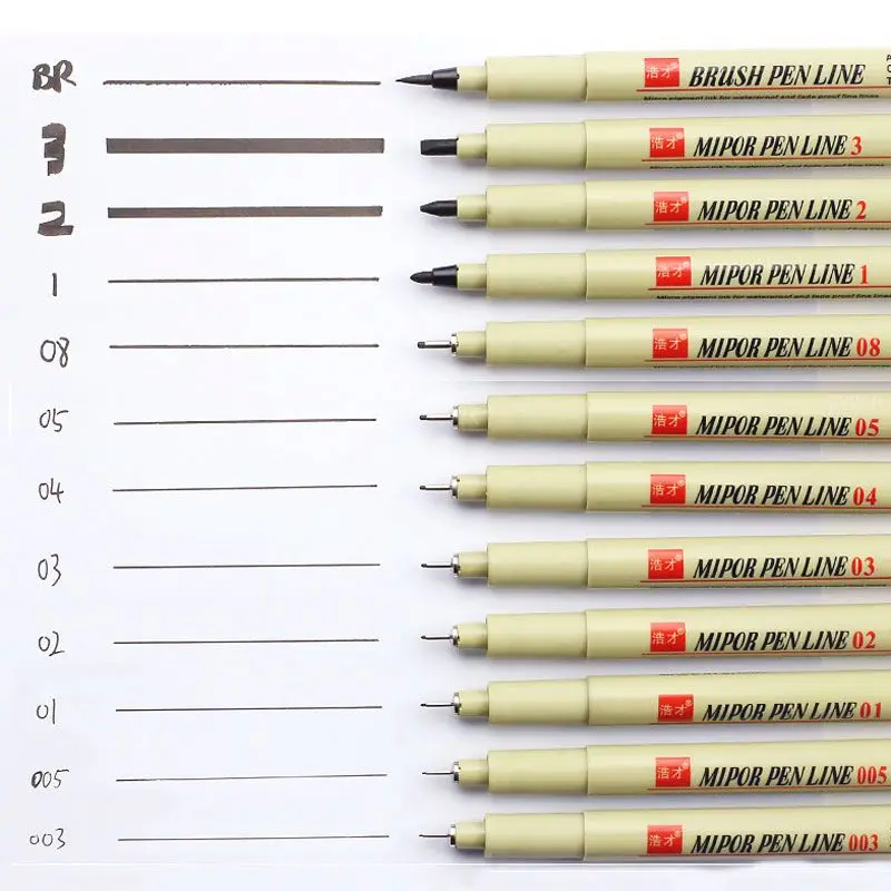 1/3 Piece Pigma Pen Micron Marker 003 005 01 02 03 04 05 08 1 2 3 BR Brush Different Tip Black Fineliner Sketching | Канцтовары для
