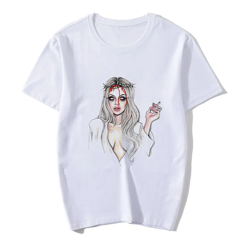 Женская футболка с принтом Ангелы защитят меня демоны Футболка Harajuku Винтажная