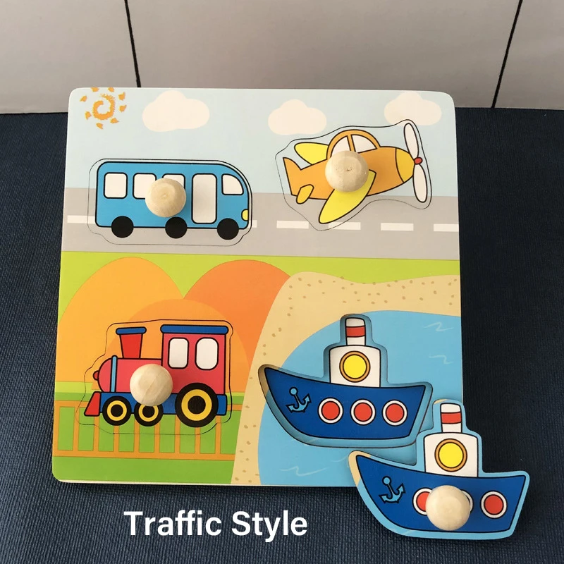 

Kids Hand Grab Board 3D Puzzle Wooden Toys for Children Cartoon Animal Wood Jigsaw Toddler Baby Early Educational Learning Toy