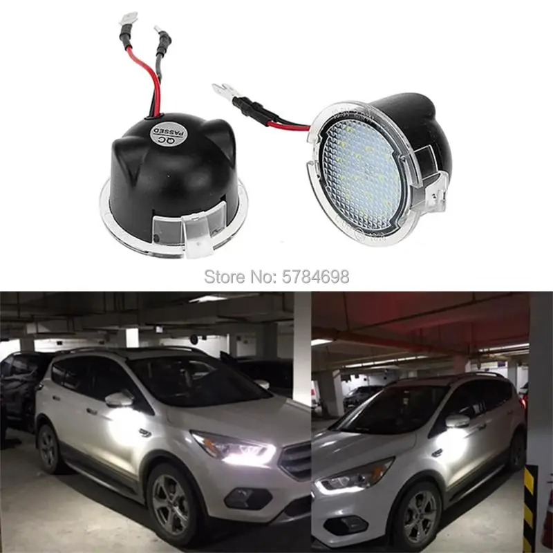 

2PCS Under Side Mirror Puddle Lights For Ford F150 Raptor Edge Explorer Flex Fusion Lincoln Navigator Mark LT MKX, etc 12V