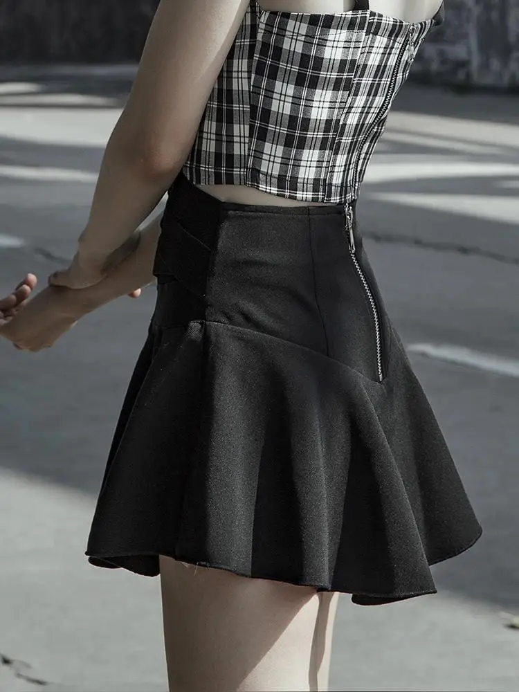 Панк Rave Для женщин Гот шик с высокой талией плиссированная юбка PQ554 Азиатский