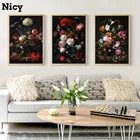 Голландский цветок натюрморт картина черный цветок классическая Фотогалерея настенная Картина на холсте картины на холсте