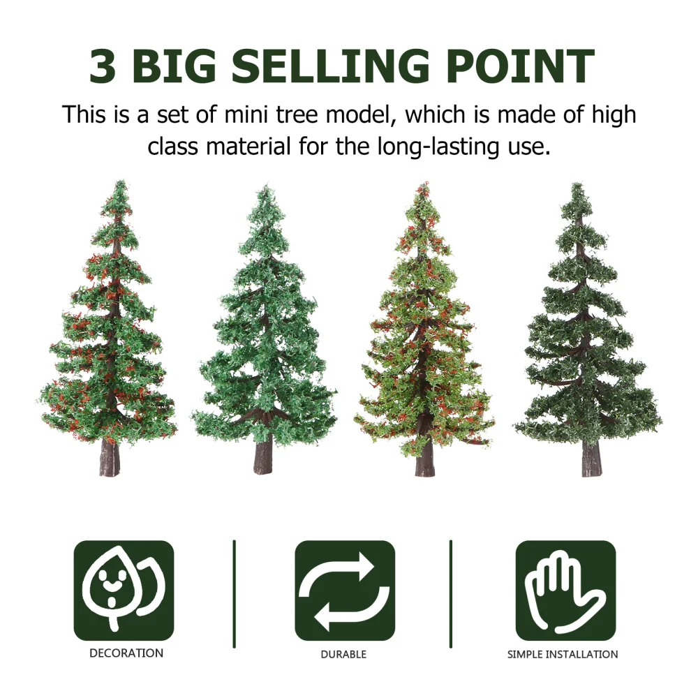 

4pcs Mini Simulation Plant Model Mini Tree Decor Sand Table Layout Adornment