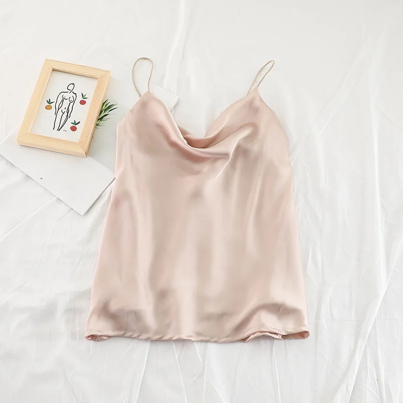 Женский Атласный топ на тонких бретельках Pearl Diary офисный однотонный Гладкий с