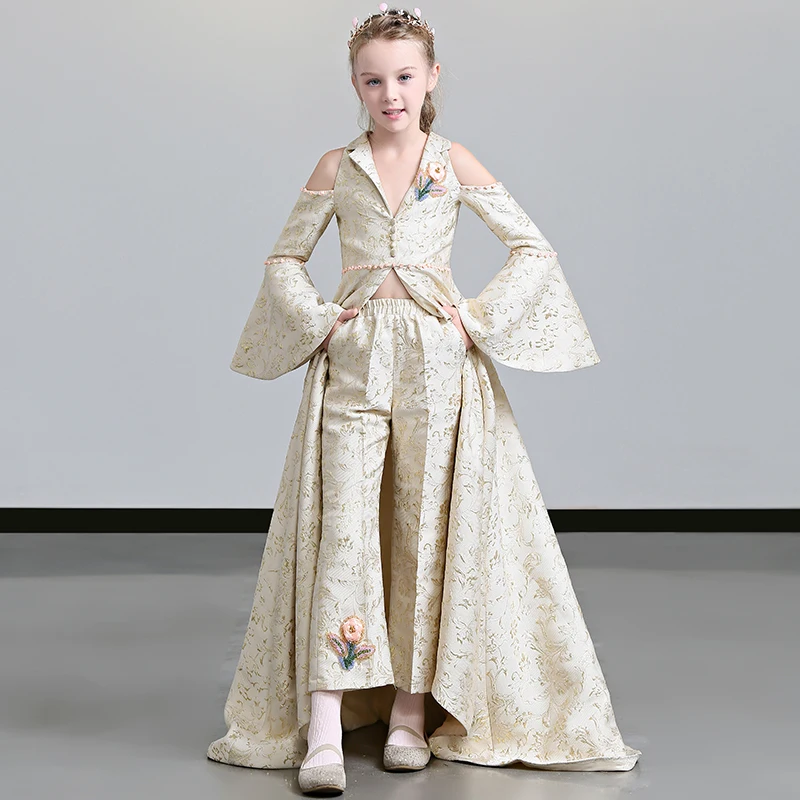 Детское платье высокого качества для девочек в стиле Модель со шлейфом 2021 новая