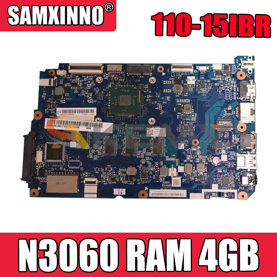 

Akemy NM-A801 NM-A804 Is Suitable For Lenovo Ideapad 110-15IBR Laptop Motherboard CPU N3060 RAM 4GB 100% Test