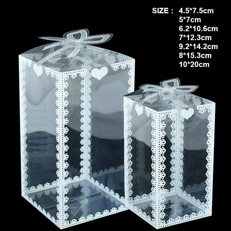 

5Pcs Transparent Gift Box Lace Clear PVC Wedding Favor Candy Chocolate Box For Valentine's Day Birthday Party Gift Packing Decor