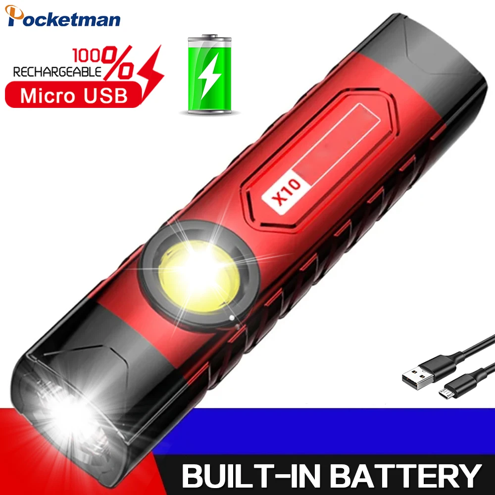 Светодиодный фонасветильник с зарядкой через USB, 5 режимов, кармансветильник ручной мини-фонасветильник со встроенной батареей