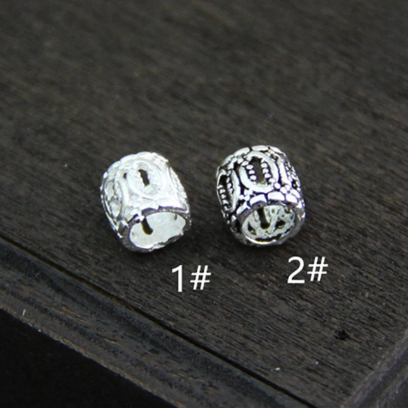 4pcs S925 Sterling Silver Color Jewelry Beading Geometric DIY Bracelet Spacer Beads Accessories Nostalgic Handmade Craft