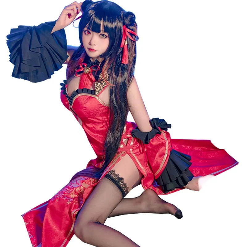

Nightmare DATEALIVE anime Cosplay New year Tokisaki Kurumi Cosplay Costume Cheongsam dress female