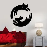 Animals Wall Decal Dog Cat Pets Yin Yang Vinyl Window Stickers Pet Store Home Bedroom Living Room Interior Decor Cute Mural M609