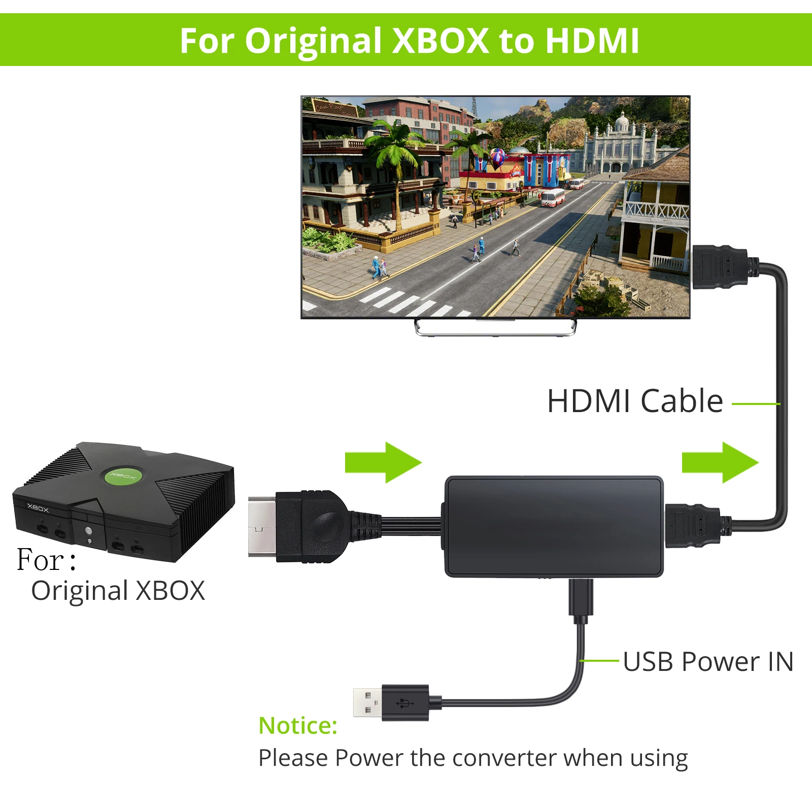 ESYNiC для оригинального Xbox в HDMI конвертер адаптер с HD Link кабель Поддержка 1080P 720P
