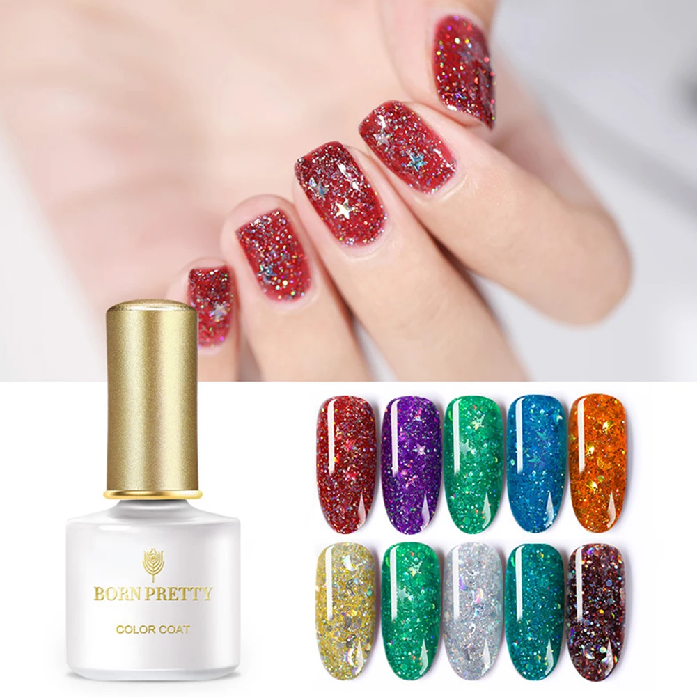 BORNPRETTY Star Moon Rhinestone UV Gel Varnish Nail Polish Glitter Sequins Shiny Soak Off Phototherapy DIY Art | Красота и здоровье