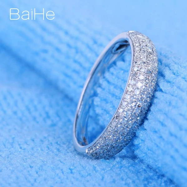BAIHE Твердое 14 к белое золото 0.5CT сертифицировано H/SI круглой огранки из натуральных бриллиантов свадебные женские модные ювелирные изделия кольцо