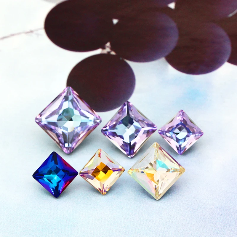 Блестящие квадратные Стразы с острым основанием для принцессы 8/10/12 мм стразы K9