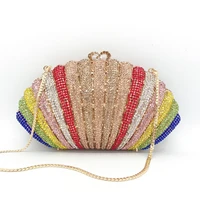 rainbow diamond wedding clutch bag elegant party evening clutch purse and handbag for women luxury designer crossbody bag