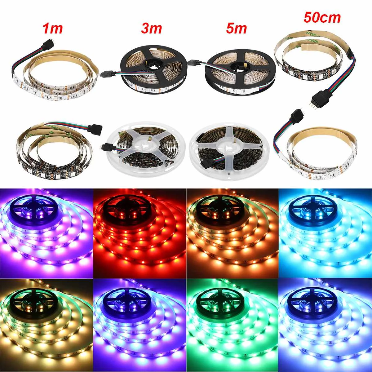 

Light Strip Light RGB 5050 Flexible Ribbon Fita Led Light Strip Waterproof RGB LED Light Remote Control Adapter 0.5M/1M/3M/5M
