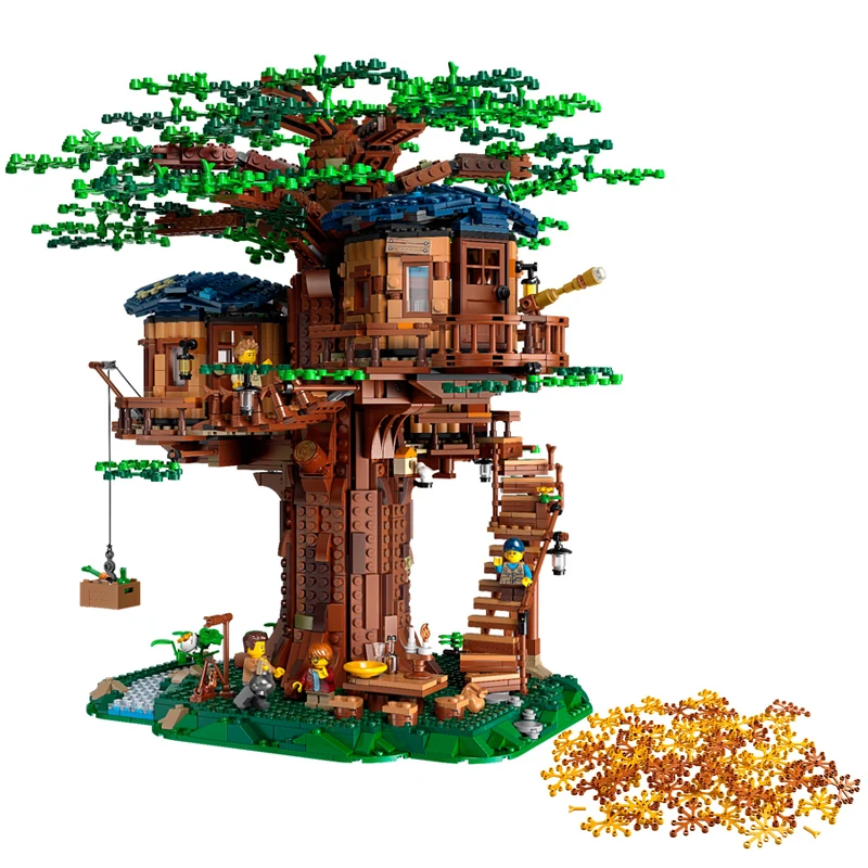 2100 + шт строительные блоки кирпичи 21318 здание с Legoingly идеи дерево дом модель листья