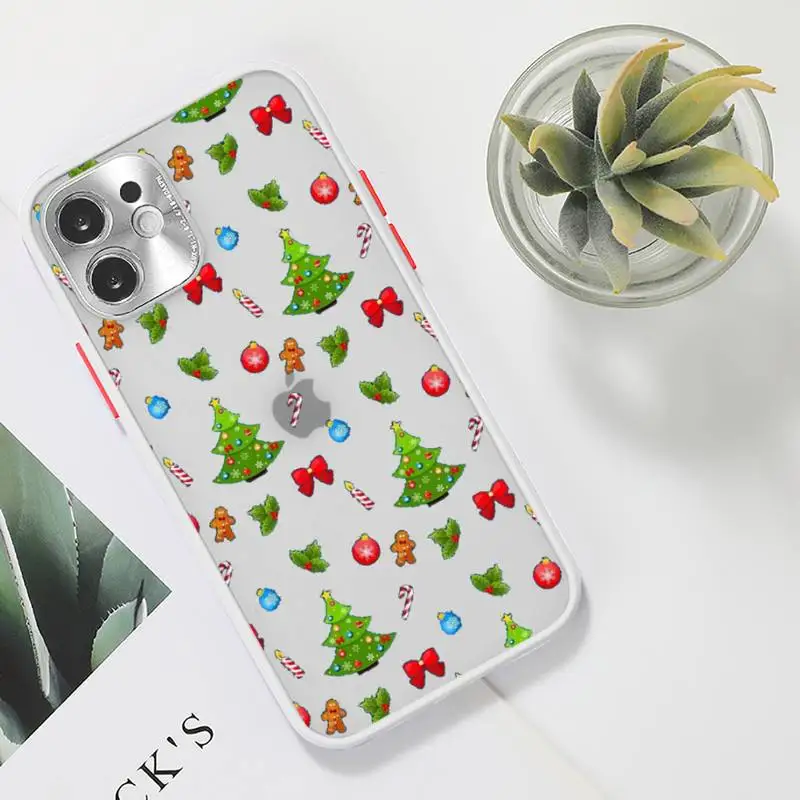

Merry Christmas new year Phone Case Clear matte transparent For white iPhone 7 8 x xs xr 11 12 pro plus max mini Funda