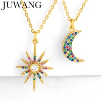 2019 new zircon pendants moon necklace 24k gold rainbow jewelery for women girls long necklaces christmas gift