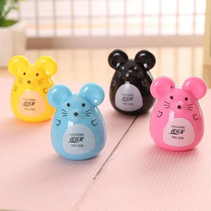 Новинка 2 шт. Милая Kawaii пластиковая Мышь точилка для карандаша ручная креативная