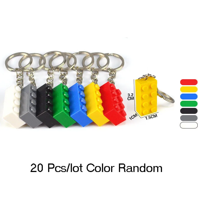 Новинка брелок для ключей с фигурками из кирпича 2x4 разных цветов 20 шт. | Игрушки и