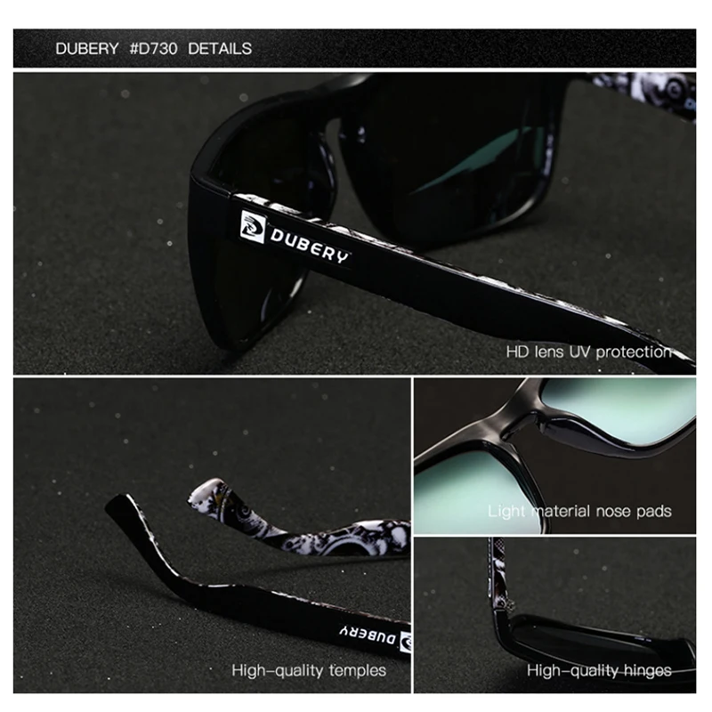 

DUBERY Fashion Polarized Sunglasses Men Ultralight Glasses Frame Sports Style Sun Glasses UV400 Outdoor Sport Fishing Goggles