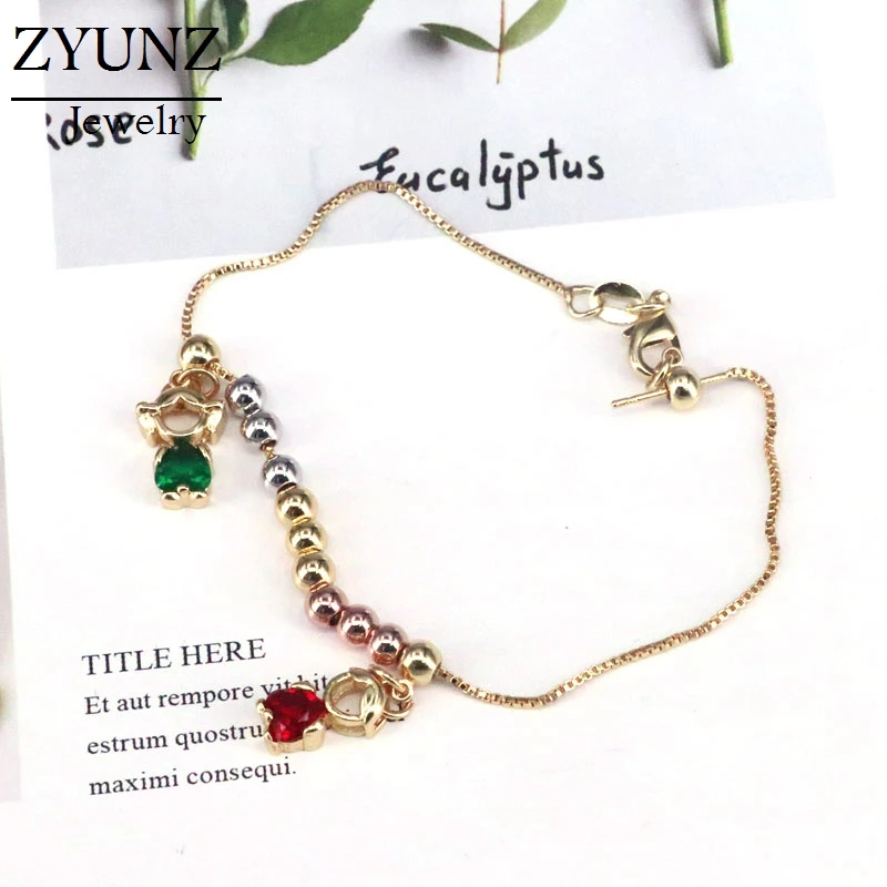 

6PCS, CZ Jesus / Cross / Heart Charms Chain Bracelets