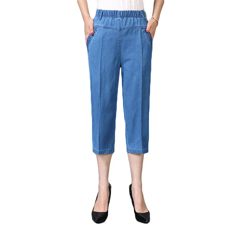 Повседневные джинсовые Капри женские летние брюки до щиколотки джинсы с высокой