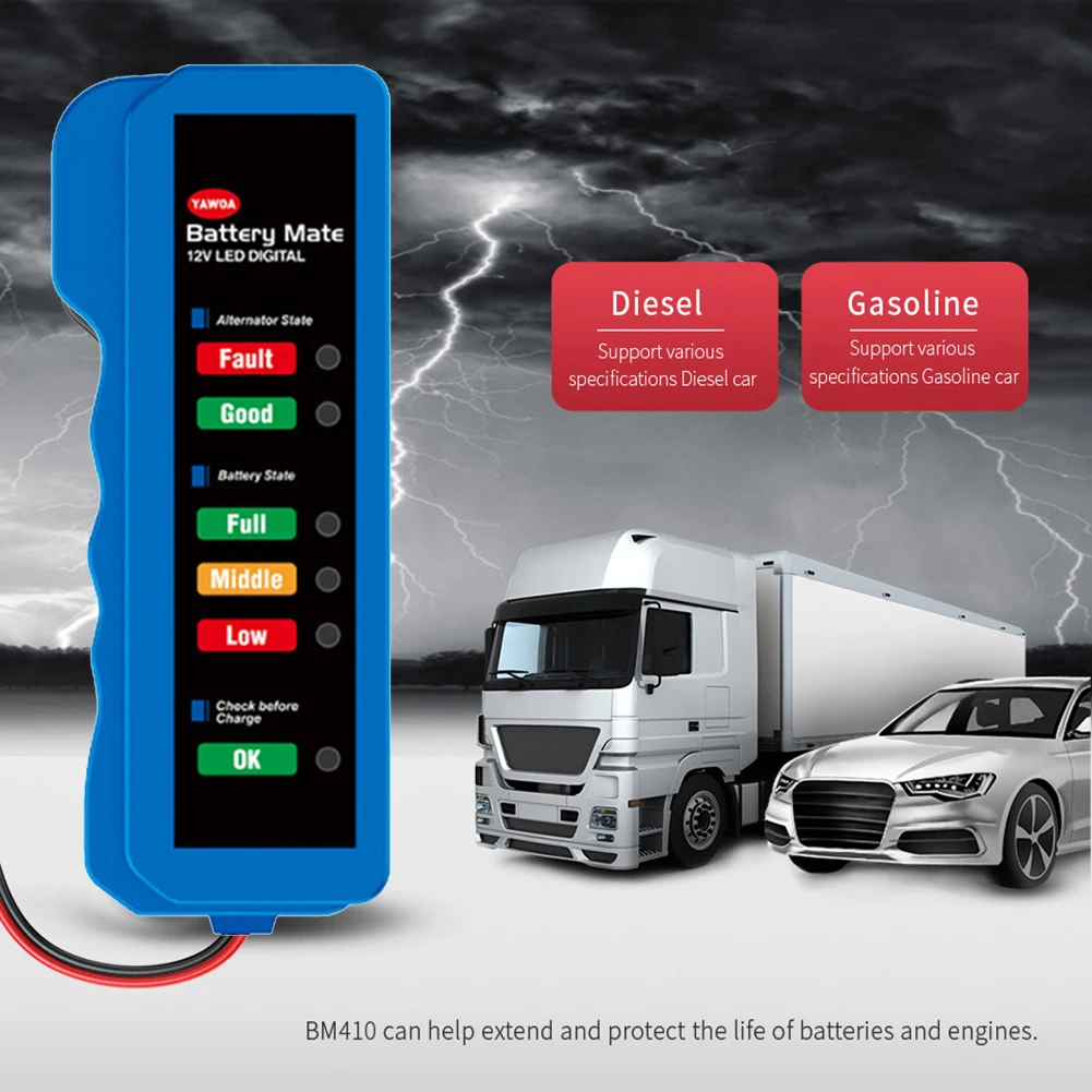 12 В автомобильный тестер батареи детектор 6 светодиодный дисплей Цифровой