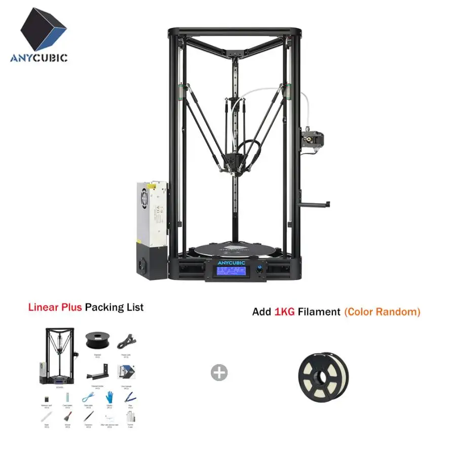 ANYCUBIC Kossel 3d Принтер шкив линейный собранный с автоматическим выравниванием большой 3D печати Impressora 3d комплект принтера - Цвет: Linear plus add 1KG