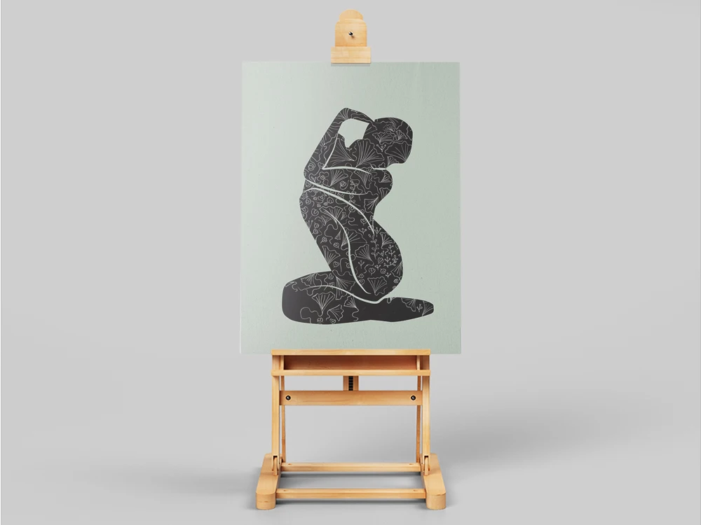 Абстрактный женский силуэт Минималистичная настенная Художественная печать